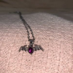 Bat Necklace with Purple gemstone